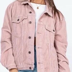 Princess Polly Light Pink Corduroy Jean Jacket